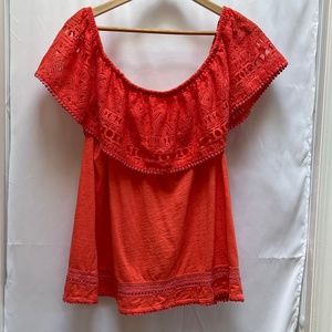 Lane Bryant Coral Off the Shoulder Top (18/20)